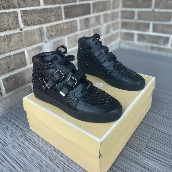 Michael Kors Black Studded Sneakers - Picture 1 of 10